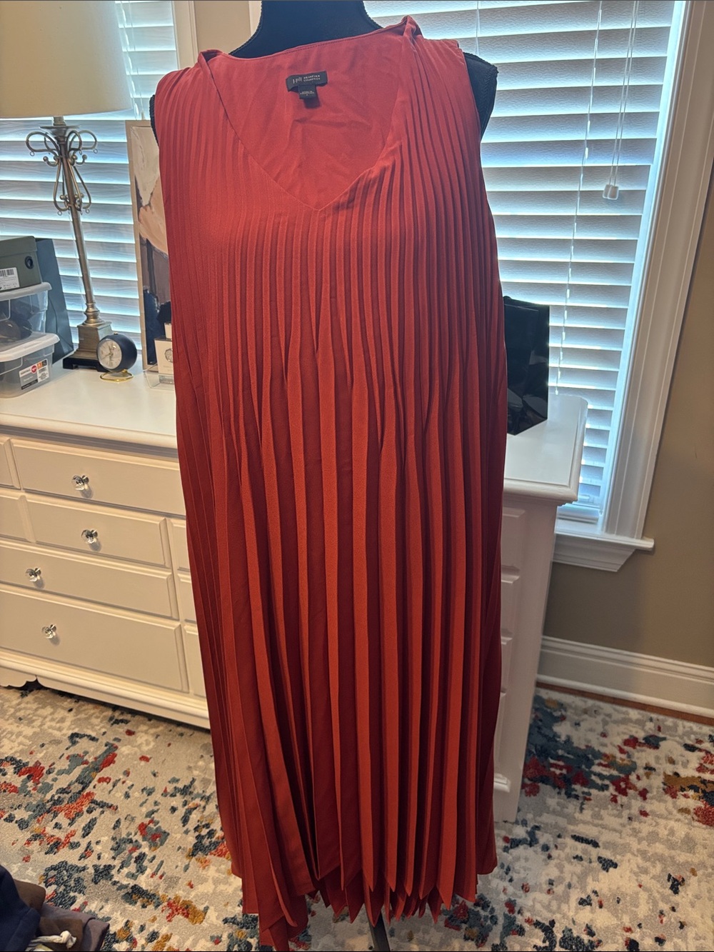 J. Jill Pleated High-Low Sleeveless Midi Dress in Rust. Size L, but could fit XL